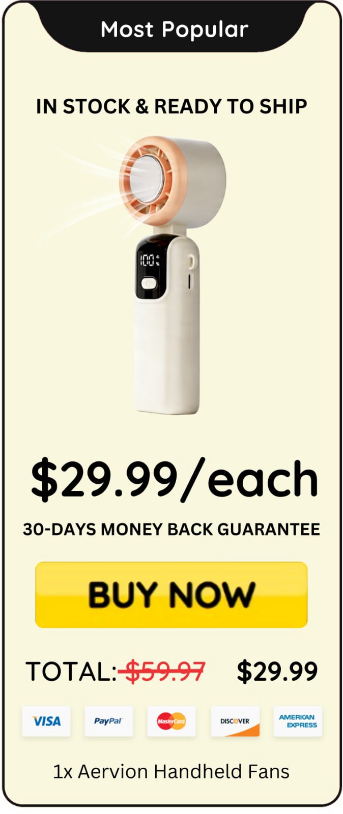 Aervion Handheld Fan package price